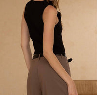 Beige Botany - Trim Button Vest Top