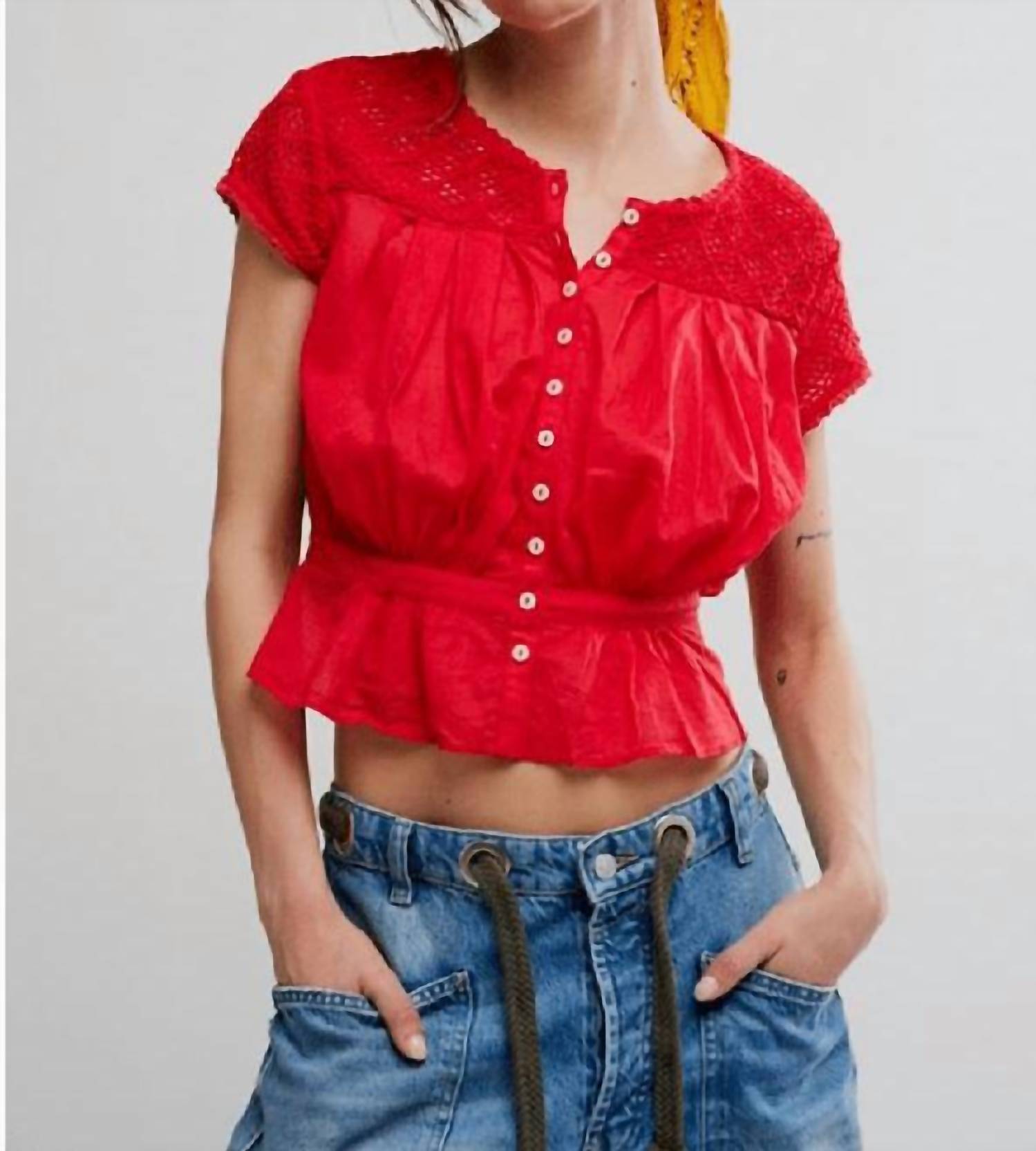 Free People - Women's Gemma Embroidered Top