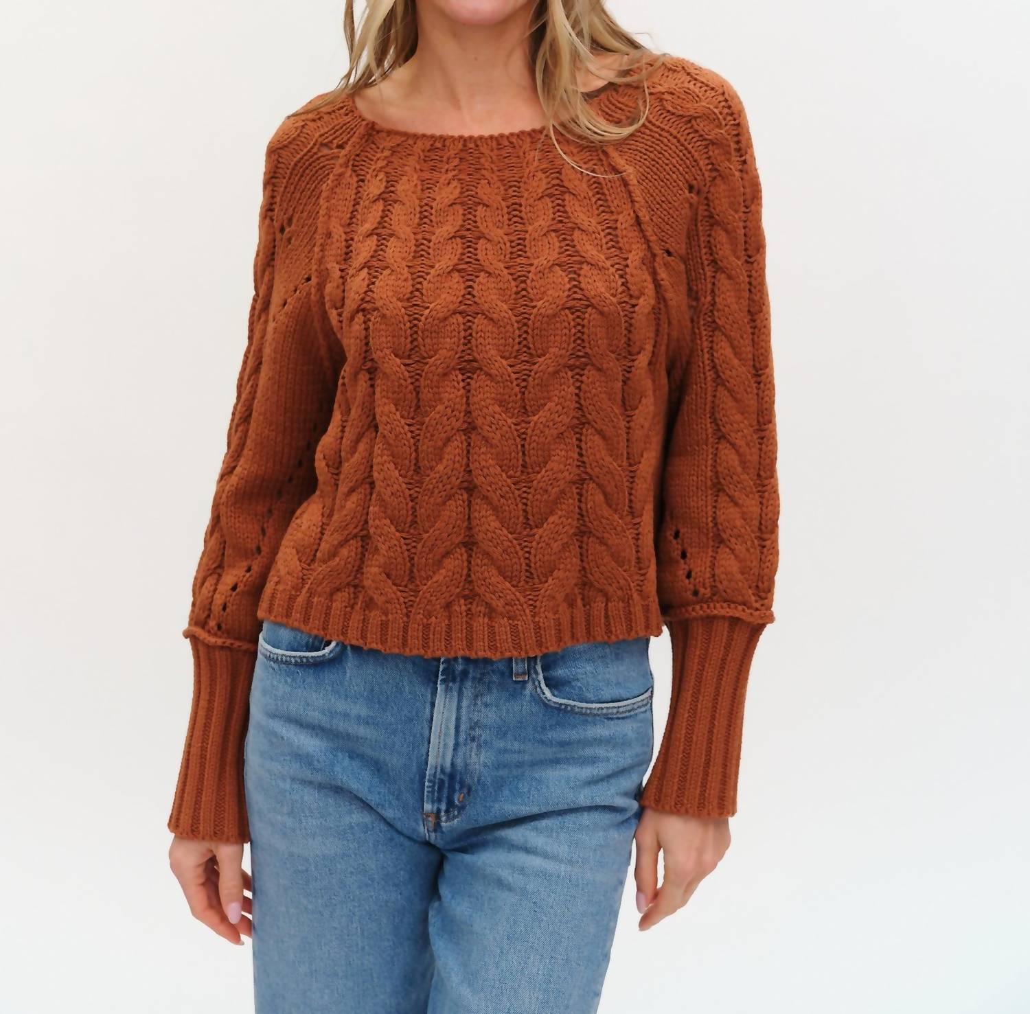 Six/Fifty - Alexa Cable Knit Boat Neck Sweater