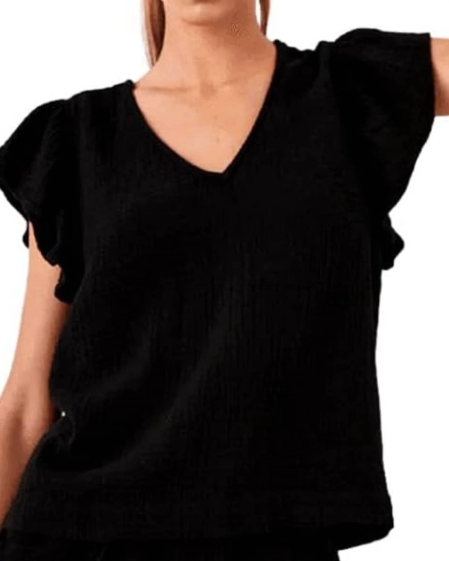 Rails - Lela Flutter Sleeve Organic Cotton Gauze Top