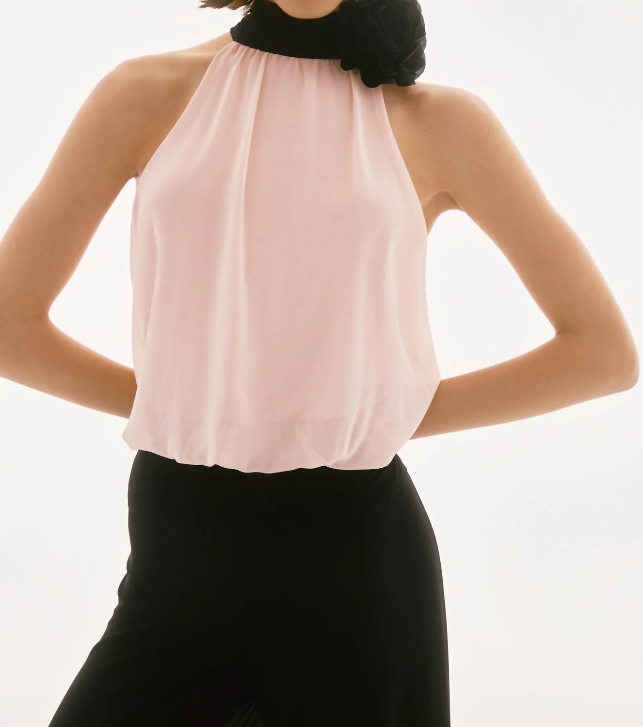 Joseph Ribkoff - Shyla Silky Knit And Chiffon Wide Leg Jumpsuit