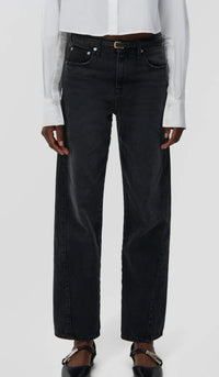 SIMKHAI Sawyer High Rise Wide Leg Jeans in madiera wash - women's jeans - detail view