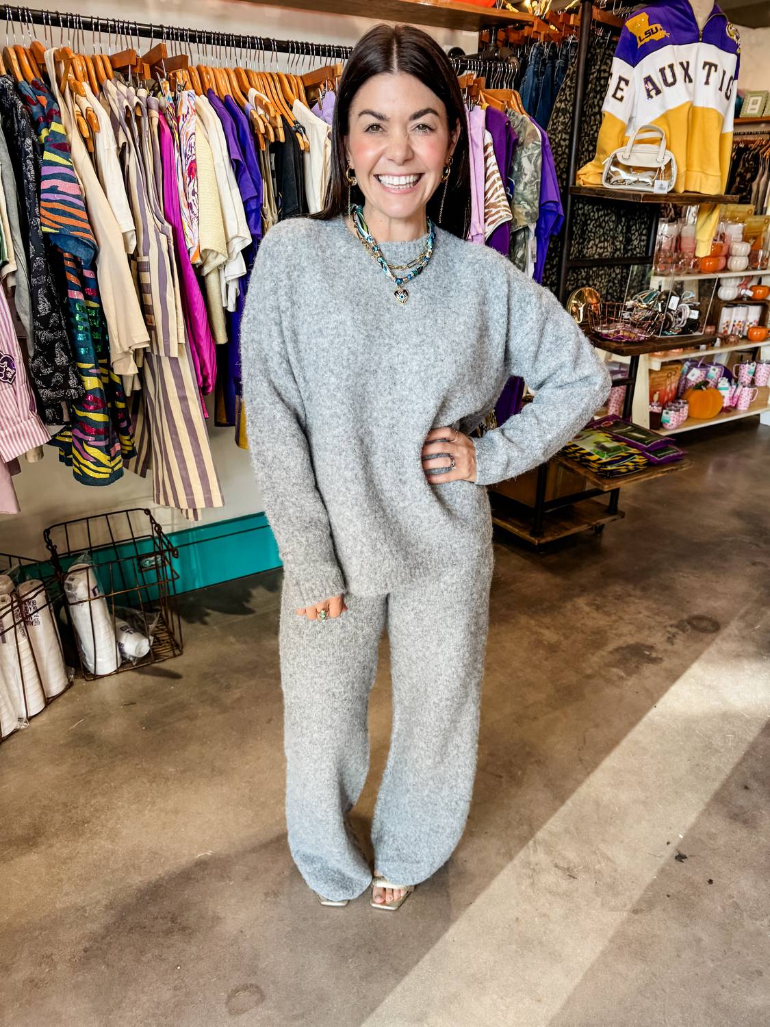PINCH Soft Yarn Knit Sweater in charcoal - women's sweater - alternate view