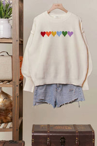 Mello - Rainbow Heart Shaped Patch Sweater