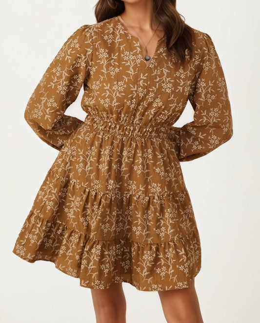 Knit & Lounge - Smocked Waist Long Sleeve Mini Dress
