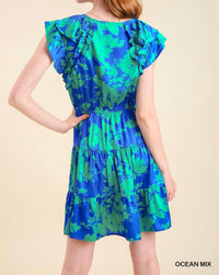 Umgee - Satin Floral Tiered Dress