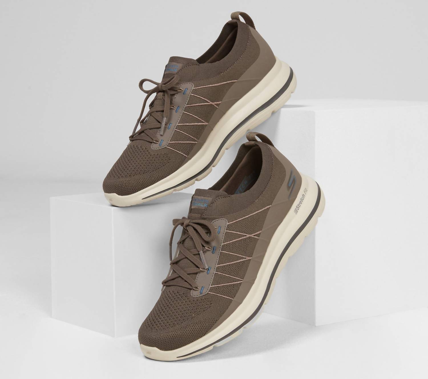 Skechers Men's Go Walk Stretch Fit-adaptor Shoes in taupe blue - men's sneaker