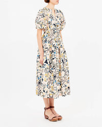 Ulla Johnson Adriana Short Sleeve Midi Dress in magnolia - women's dress - detail view