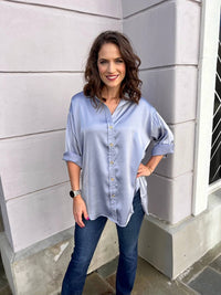 Entro - Satin Button Up Collared Top