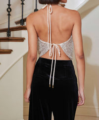 bishop + young Sublime Halter Top in champagne - women's blouse - alternate view