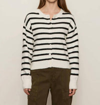 Sanctuary Must Have Cardigan Top in chalk with black stripe - women's cardigan