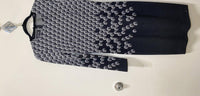 Teri Jon Geometric Metallic Shimmer Knit Dress in coal ivory - women's dress - detail view