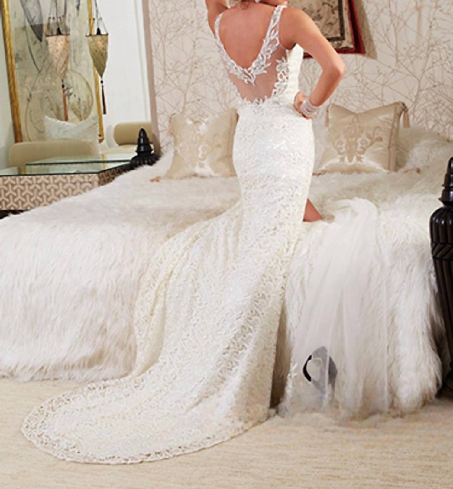 Mary'S Bridal - Lace V-neck Bridal Dress