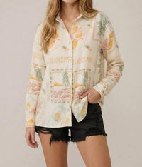 Doe And Rae - Tropical Flowy Button-Up Top