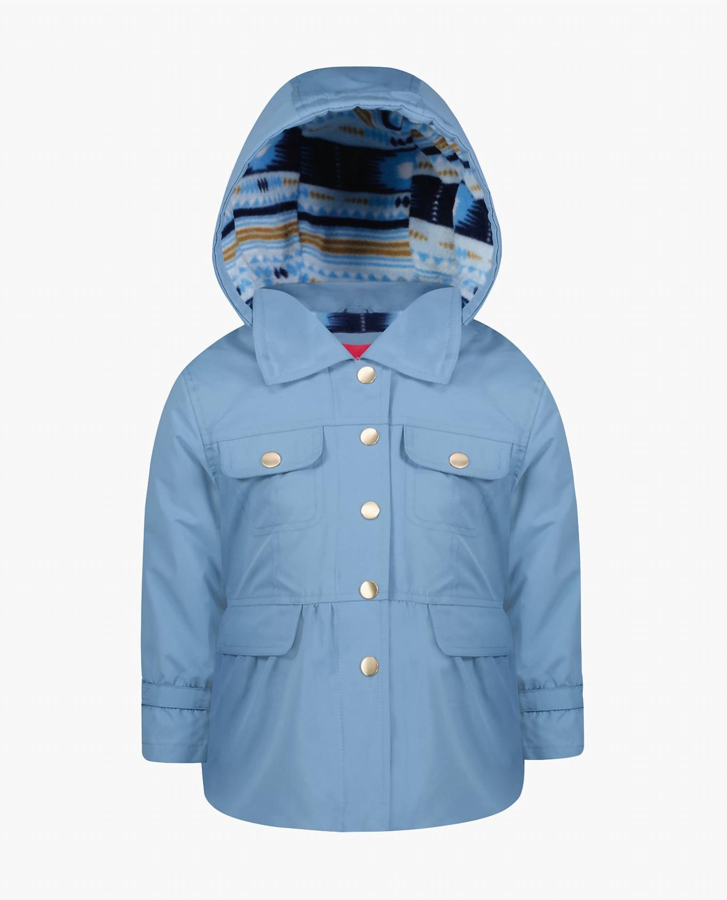 London Fog - Girls Snap-front Skirted Trench With Hood