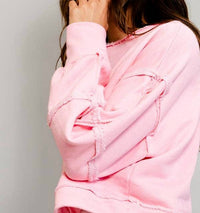BUCKETLIST Cropped Pullover Sweatshirt in pink - women's sweater - alternate view