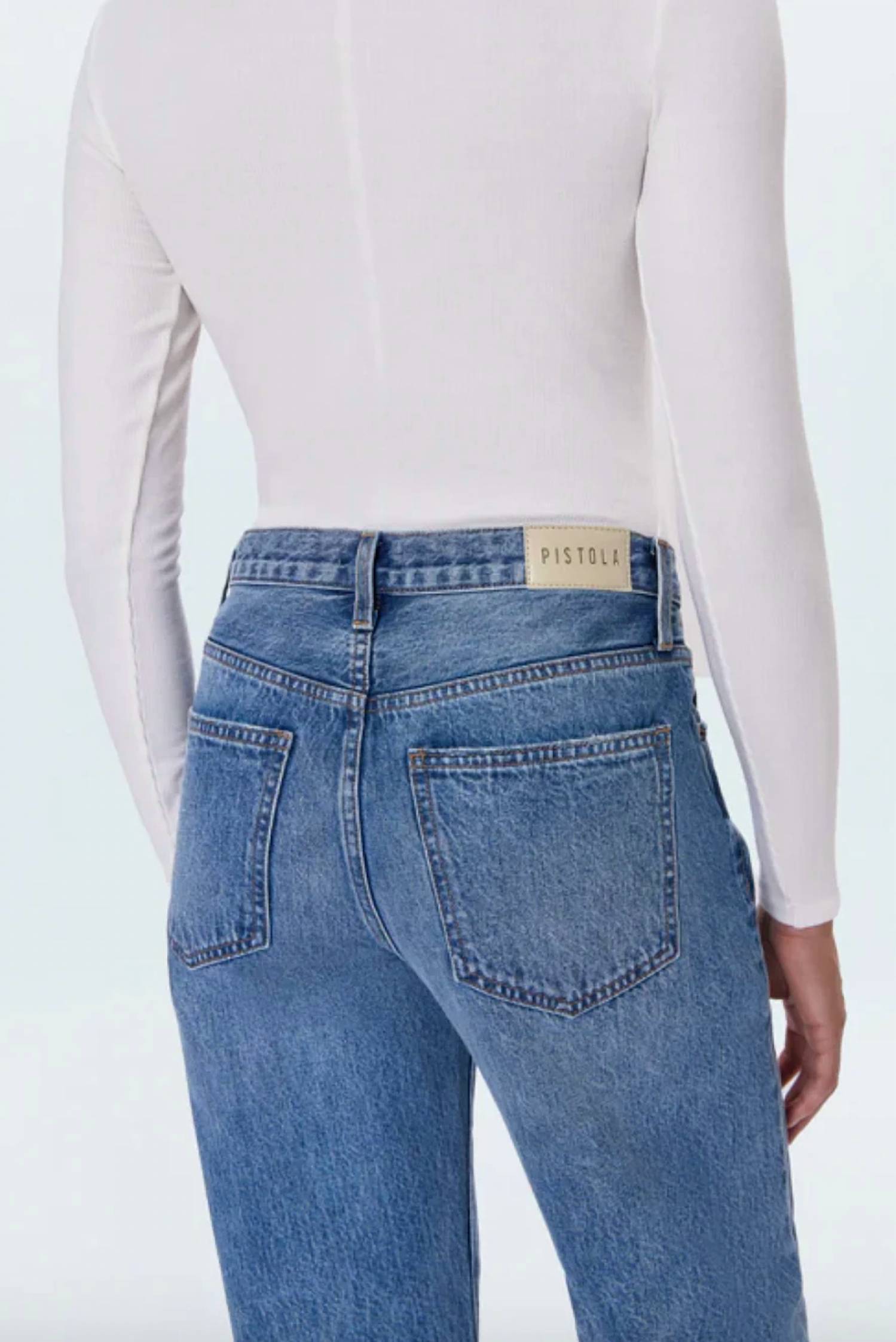Pistola - Lexi Mid Rise Bowed Straight Jeans