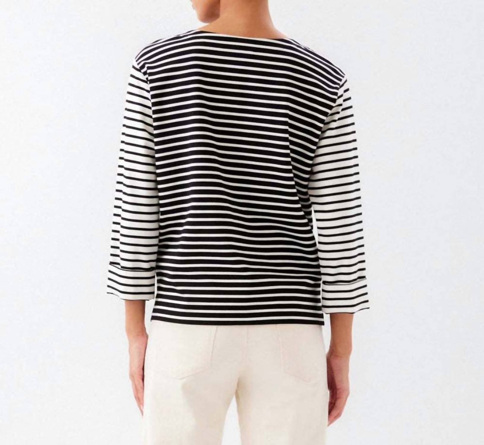 Karen Kane - Contrast Stripe Cuffed Sleeve Top