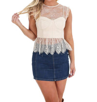 Mustard Seed Forever Yours Lace Top in ecru - women's blouse - detail view