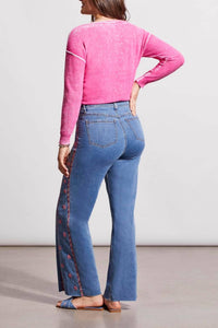 TRIBAL Brooke Hugging Jeans With Side Embroidery in blue lotus - women's jeans - view 4