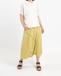 Cynthia Ashby Asymmetrical Skirt in gold - women's skirt - detail view