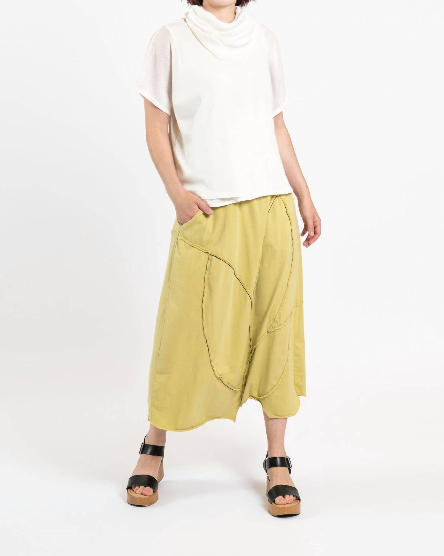 Cynthia Ashby Asymmetrical Skirt in gold - women's skirt - detail view