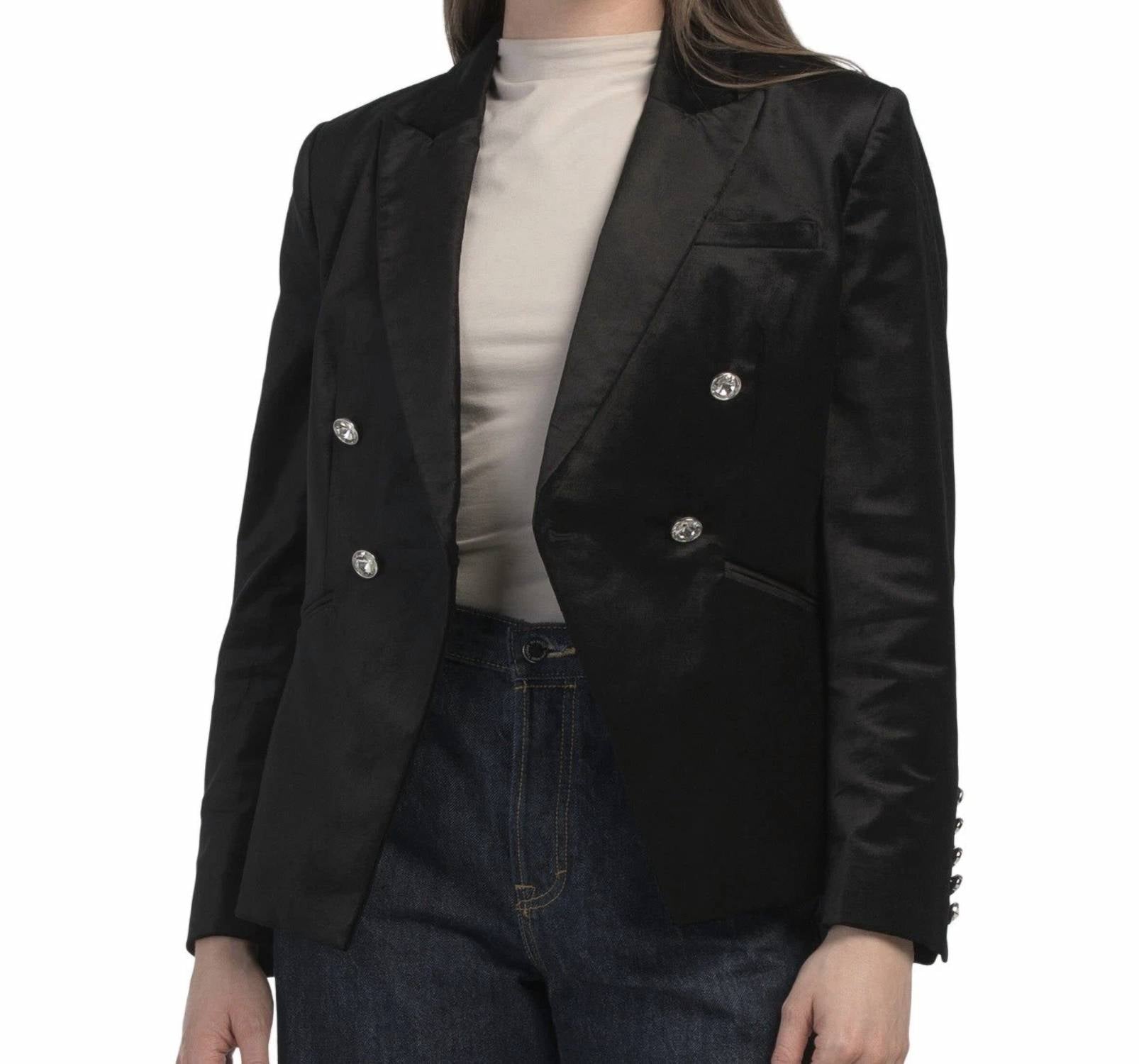 Elie Tahari - Double Breast Rhinestone Button Blazer