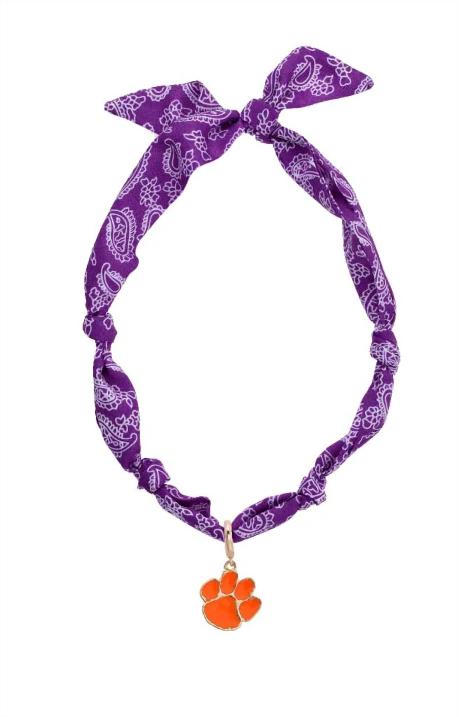 Canvas Style - Clemson Tigers Bandana Scarf Necklace With Logo Pendant
