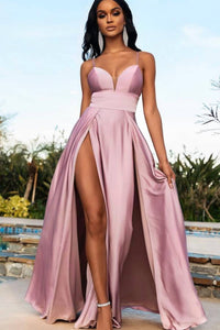 Cinderella Divine - Satin Dress With Double Leg Slit