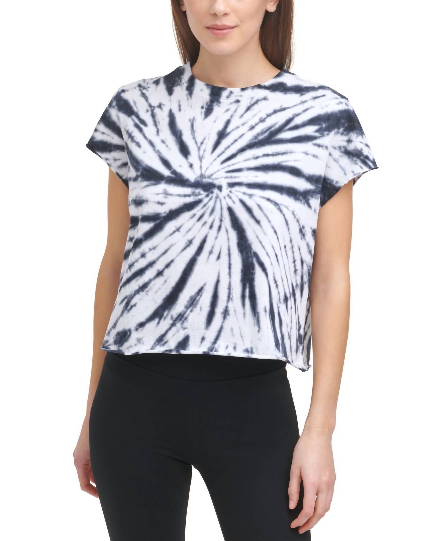Dkny - DKNY Womens Sport Tie Dye Raw Hem T-Shirt