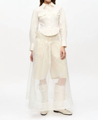 Ganni - Washed Stretch Cotton Corset Shirt