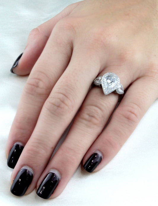 Jb Star - Women's Pear Shape Micro-pave Halo Engagement Diamond Ring