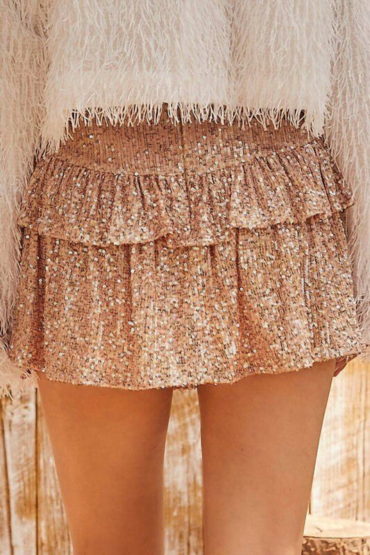 Mainstrip - Coco Sequin Ruffle Mini Skort