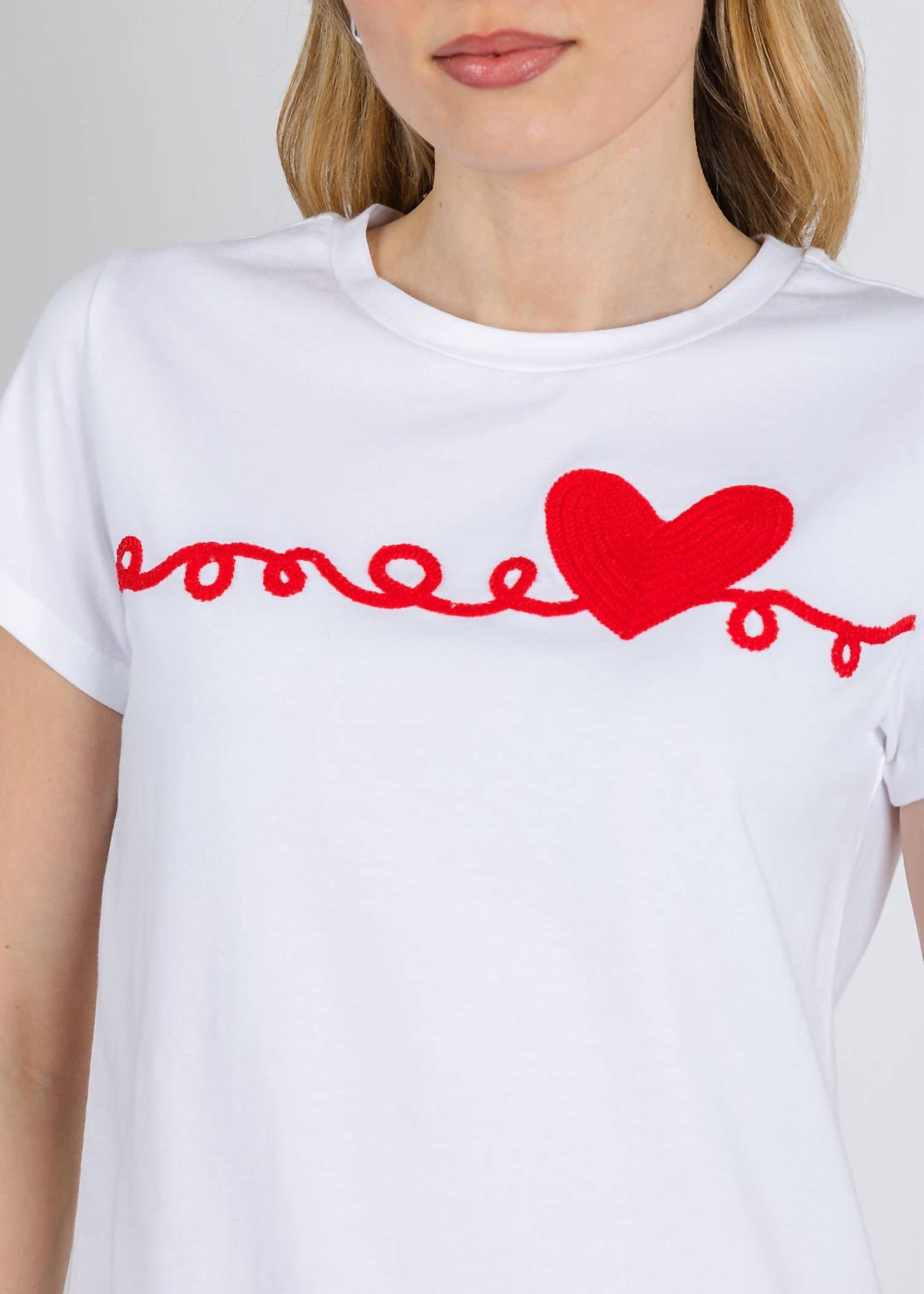 Elliott Lauren Heart Embroidered Top in white - women's t-shirt - view 4