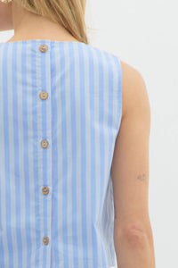 Entro - Striped High-low Hem Sleeveless Top