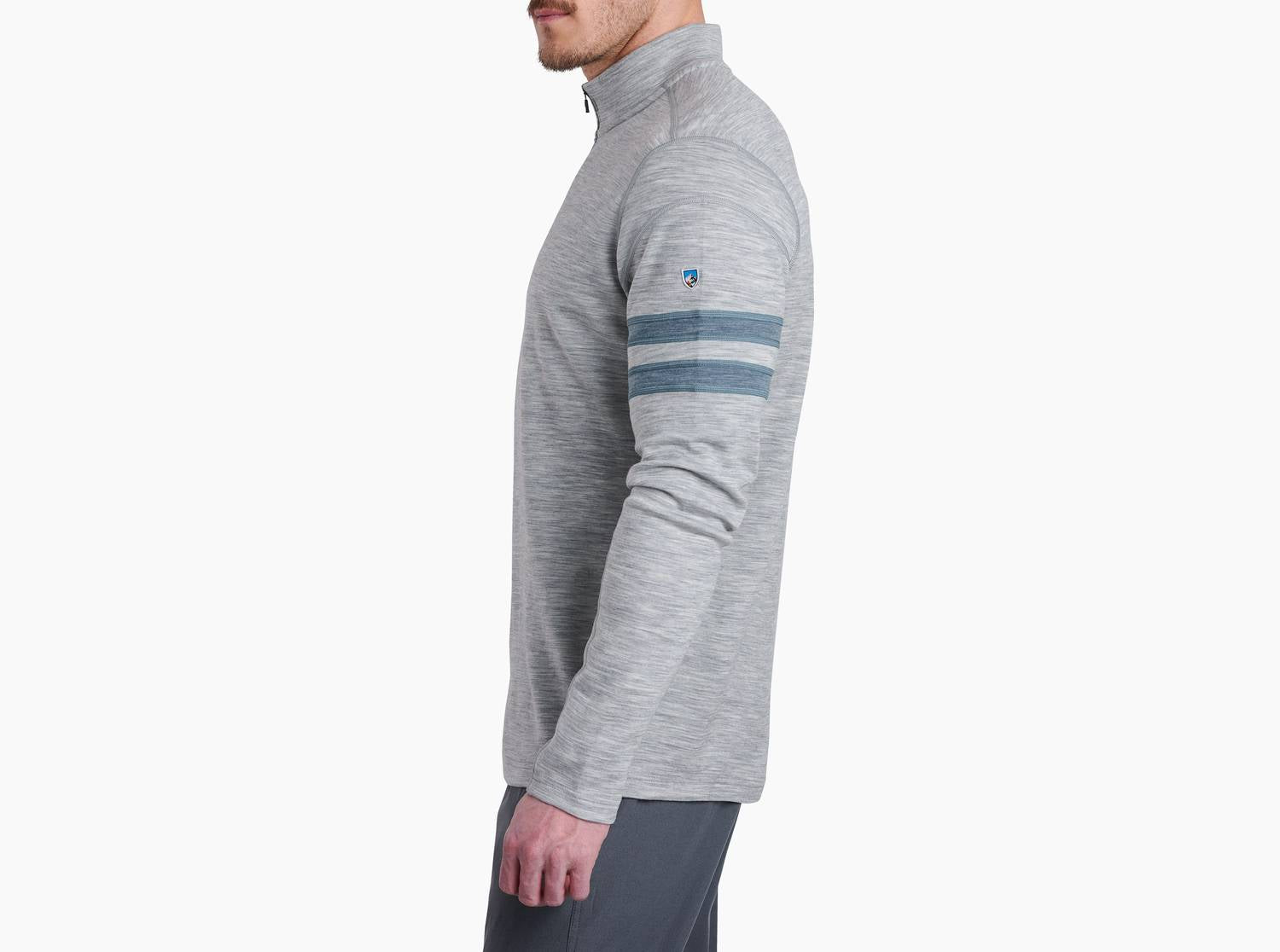 KUHL Team Merino 1/4 Zip Shirt in ash - men's shirt - detail view