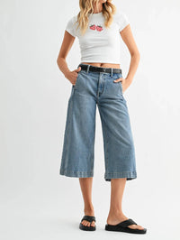 Just Panmaco Inc. - Capri Mid Rise Wide Leg Jeans