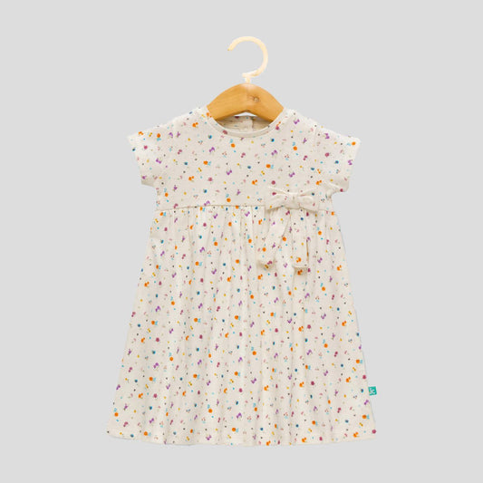 Jus Cubs - Toddler's Elegant Floral Flair Dress with Bow