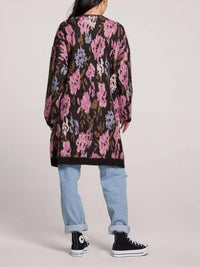 saltwater LUXE Emer Long Open Floral Cardigan in multi - women's cardigan - alternate view