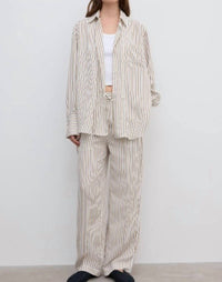 House of Dagmar Relaxed Straight Trousers in cream white - women's pants