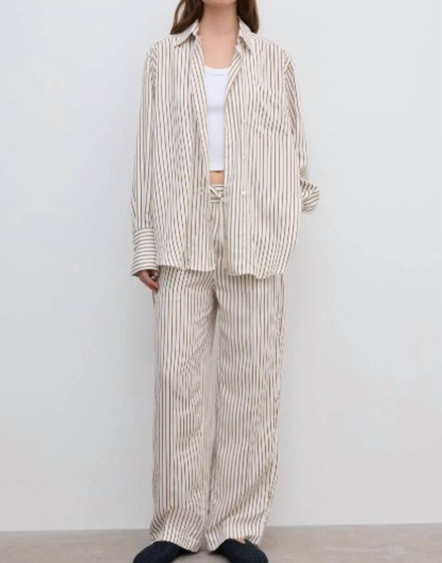 House of Dagmar Relaxed Straight Trousers in cream white - women's pants
