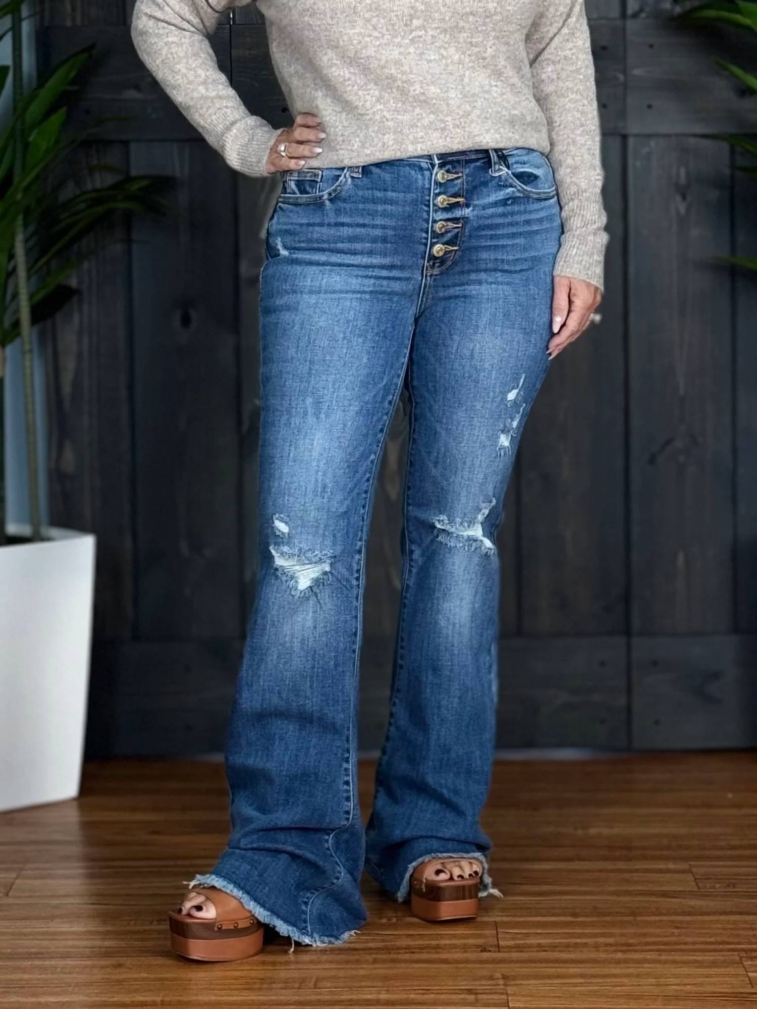 Judy Blue - Don't Be So Buttoned Up Flare Jeans