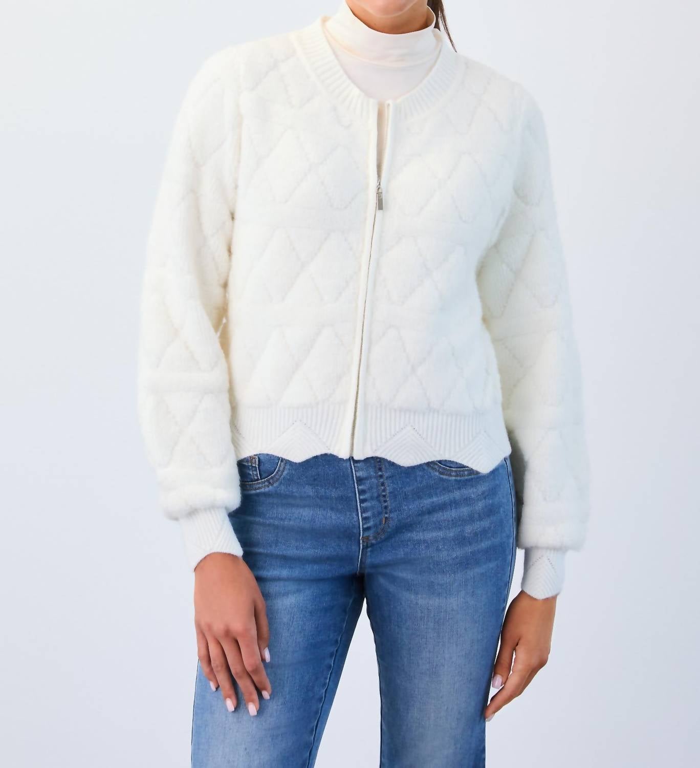 Fdj - Detachable Collar Sweater Bomber Jacket