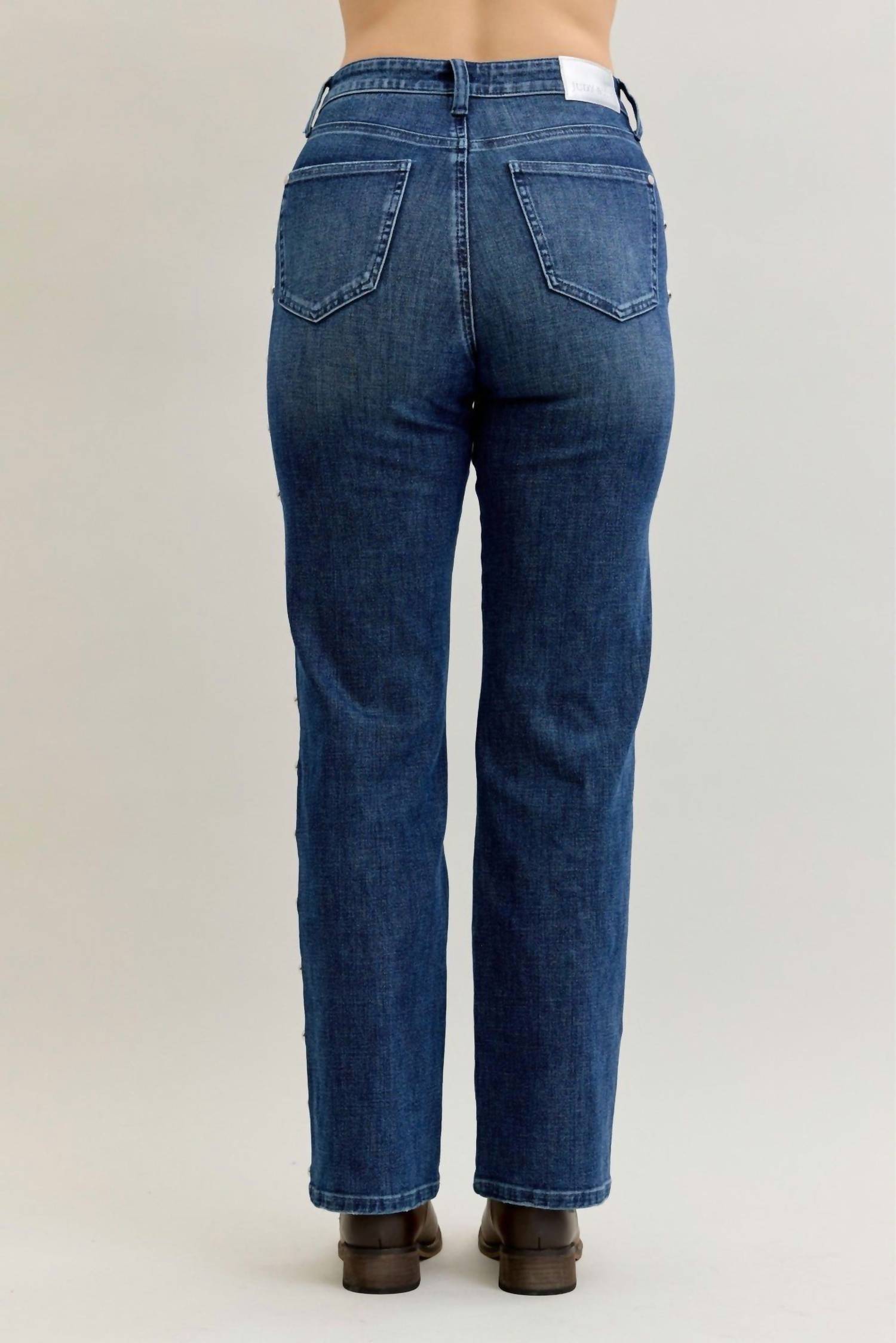 Judy Blue - High Waist Straight Studded Jeans
