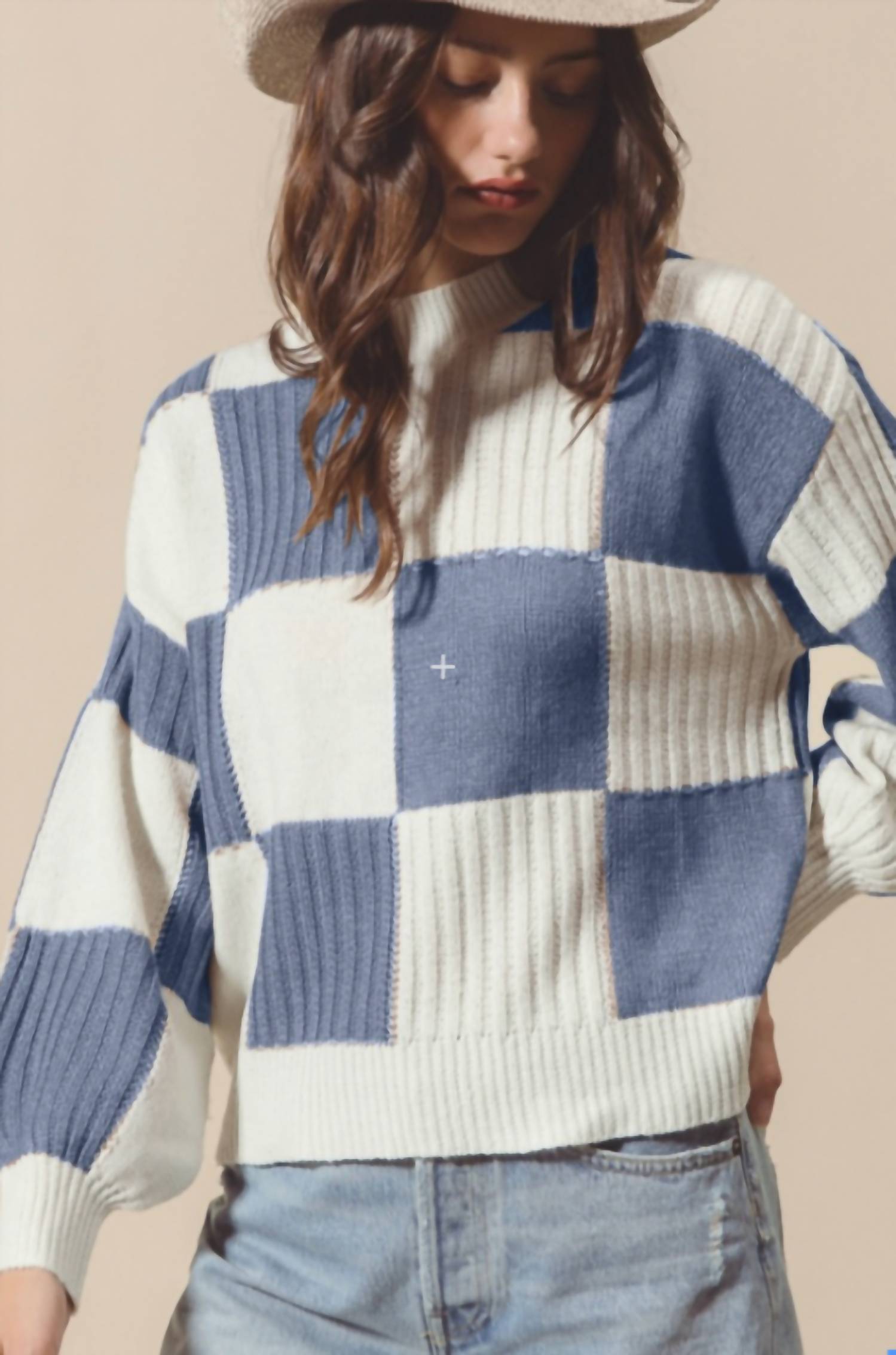 So Me - Check Sweater Top