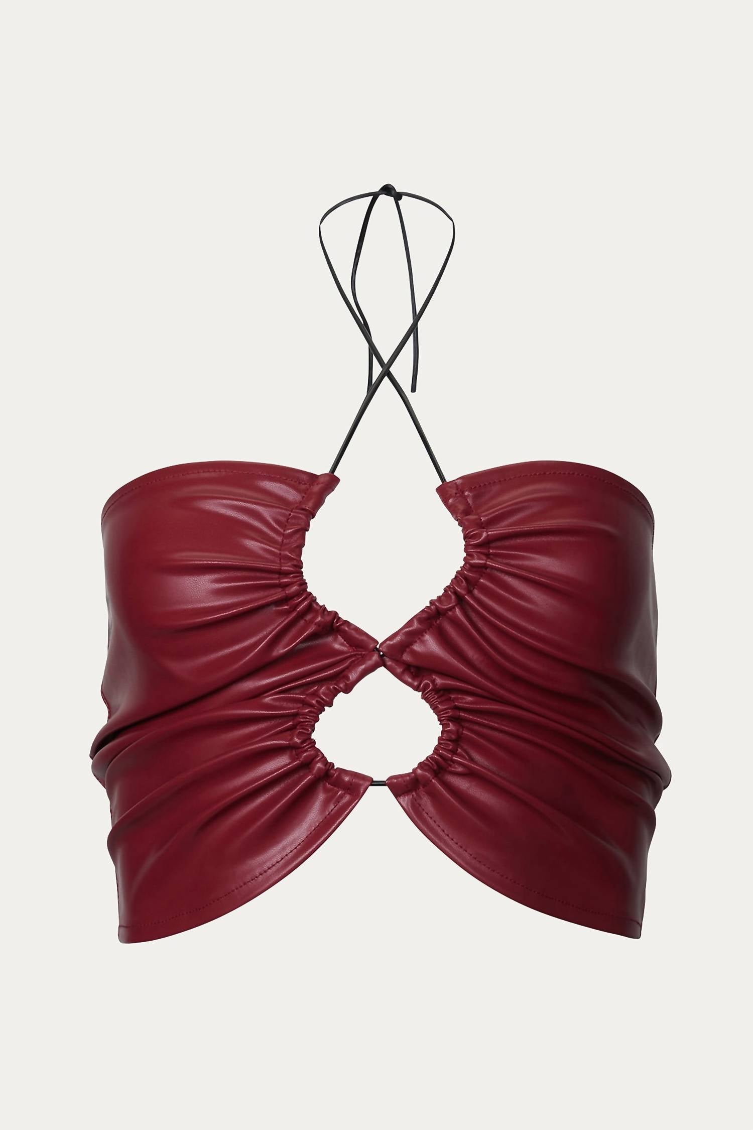 VEGAN LEATHER CUTOUT TOP