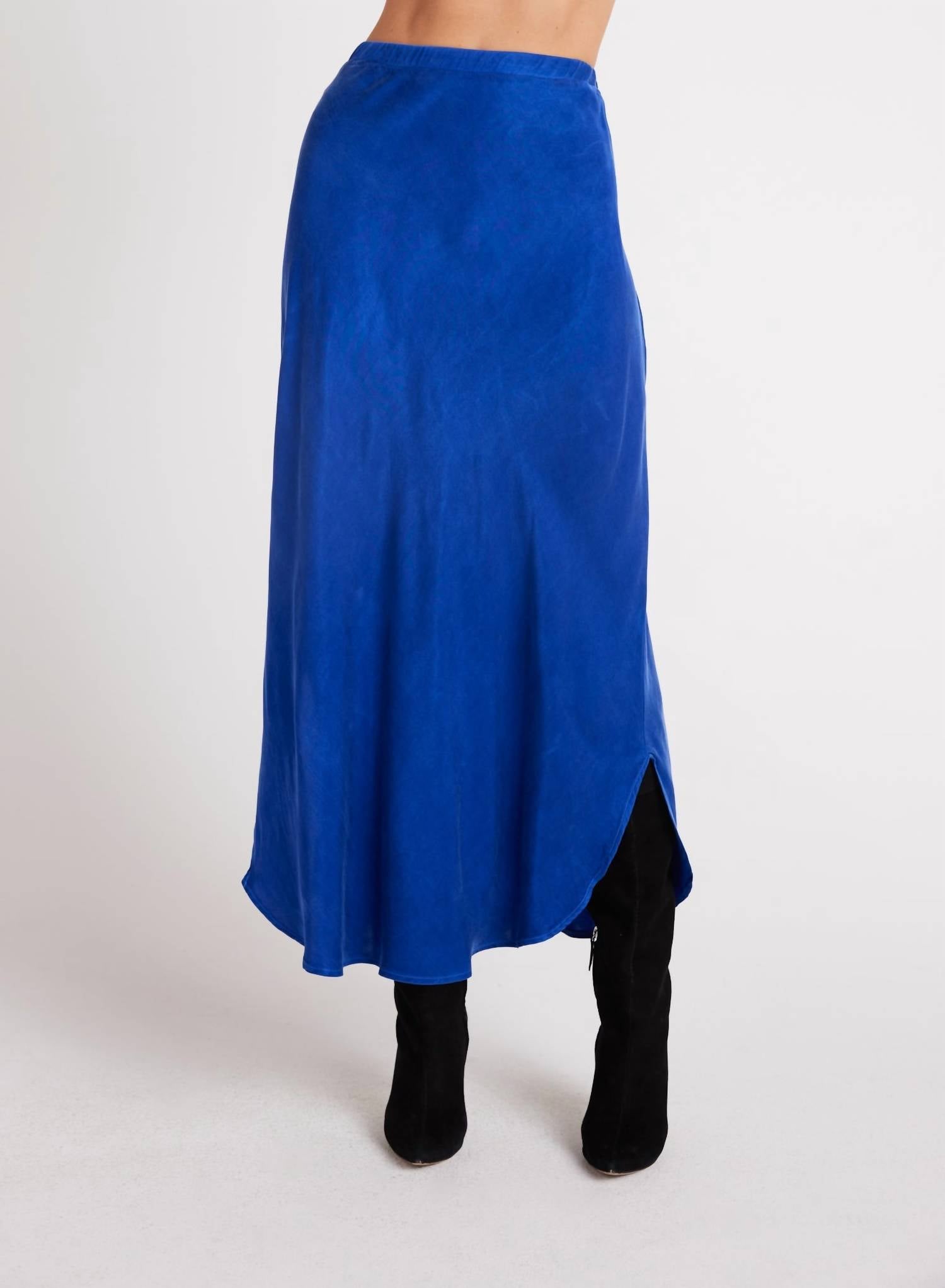 Bella Dahl Side slit bias skirt in rich cobalt - women's skirt