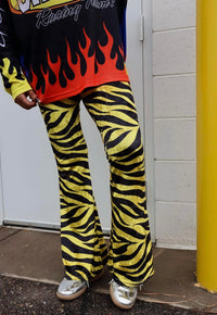 Burnt Toast/Emy Ave - Zebra Print Velvet Flare Pant