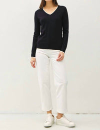 Be Cool - Lexi Varsity Style V Neck Top