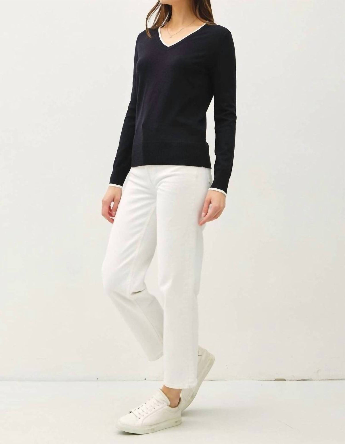 Be Cool - Lexi Varsity Style V Neck Top
